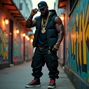 > An 8 foot 9 inch tall Black superhero standing in an urban all...
