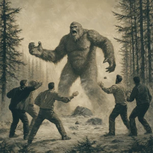 Six men chased a 7 to 8 foot tall humanoid looking hair covered...