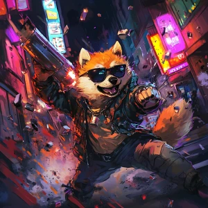 BONK meme Shiba Inu dog wearing sunglasses and a leather jacket,...