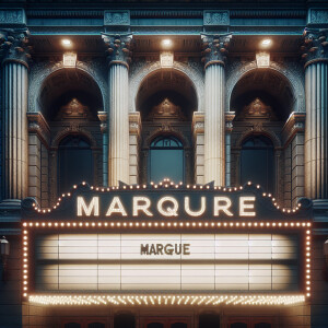 Blank marquee sign above theatre