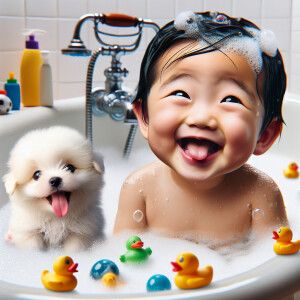Cute puppy-Boy Hybrid taking A bath 🛁 in a Tub