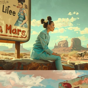 retro painterly realism, mid-century magazine illustration style...