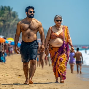A 30 year old muscular beefy sweaty indian criminal son-in-law w...