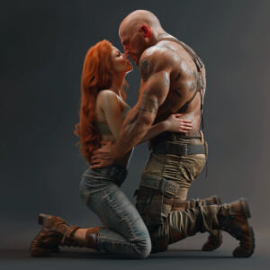 A photorealistic high resolution image. Light ginger haired fema...
