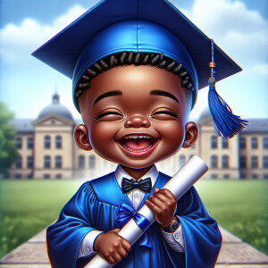 "Create a realistic airbrushed illustration of a joyful African...