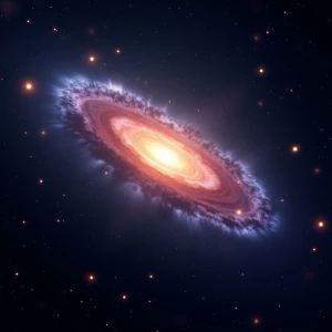 Create an image showcasing a vibrant galaxy surrounded by a mult...