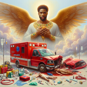 Create a realistic 3D oil painting depicting a scene of emergenc...