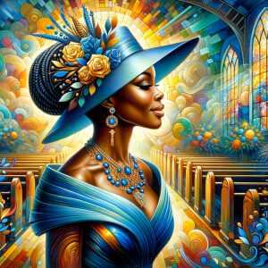 A spiritually enriching illustration portrays an African America...