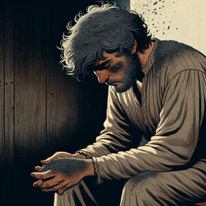 with ashes over his head