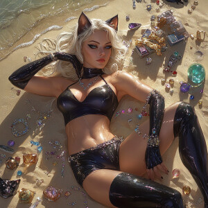 Photorealistic image of Felicia Hardy, also known as Black Cat f...