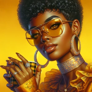 A close-up airbrushed oil painting of a confident Afro Latina wo...