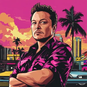 Elon Musk in GTA art style — Elon musk in a GTA Poster — in the...
