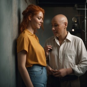 Photorealistic image. Beautiful ginger haired, pale skinned fema...