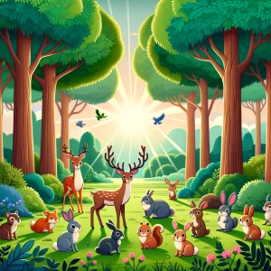 hazme un video de 2 minutos de unos animales en el bosque