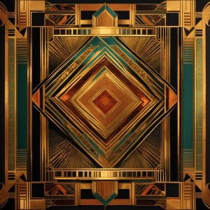 Design a sophisticated Art Deco border with intricate golden geo...