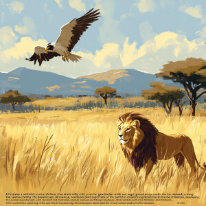 Separate Scene Prompt:  
"Illustrate a wild scene where a lion p...
