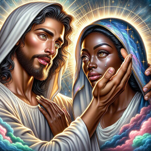 Ensure that the image distinctly represents both Jesus Christ an...