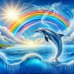 Dolphin and rainbows