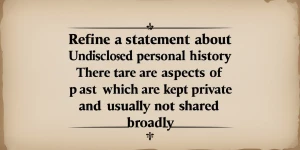 Refine a statement about undisclosed personal history, mentionin...