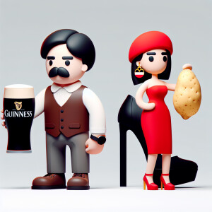 Armenian man with pint Guinness in hand, Belorussian girl shoes...
