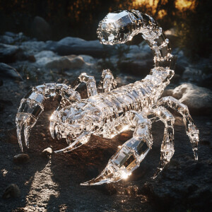 Generate an image of a gargantuan scorpion intricately composed...