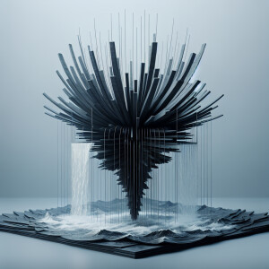 Design a fountain with the appearance of a floating waterfall, u...