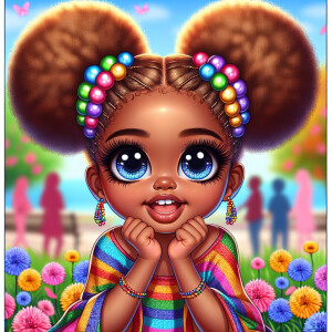A cartoon-style digital illustration of a young African-American...