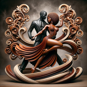 3d wood and porcelain sculpture of an Afrocentric woman with a m...