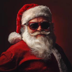 Santa Claus in sunglasses as the godfather of the mafia