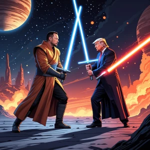Star Wars-inspired duel between Elon Musk and Donald Trump on a...