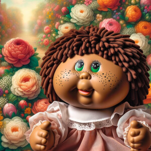African-American cabbage patch doll with huge dimples, and freck...