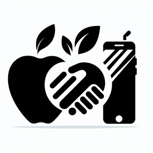 Create a realistic logo Friendship between Apple iPhone and Andr...