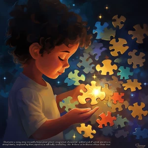 "Illustrate a young caring creature gently holding a diverse gro...