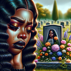 A beautiful light-skinnedb African-American woman with long wavy...