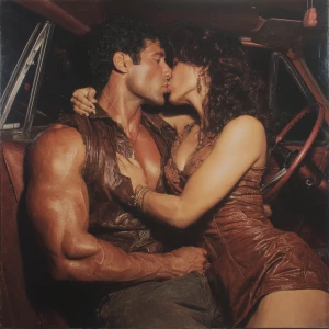 Hyperrealism, photo painting .a indian criminal sweaty muscular...