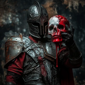 Sinister spartan  is holding a life size skullb doll head that's...