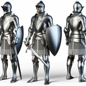 Handsome Knight in shining armor, full body image, different sid...