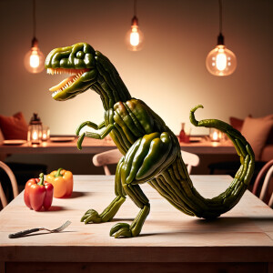 A pepper-shaped xxx. Its body is composed of peppers, showing a...