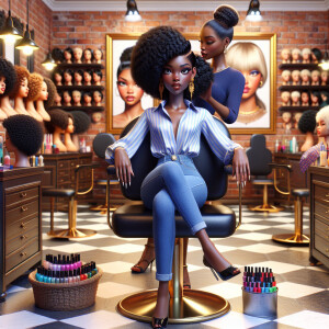Create a 3D realistic image of a young light skin African-Americ...