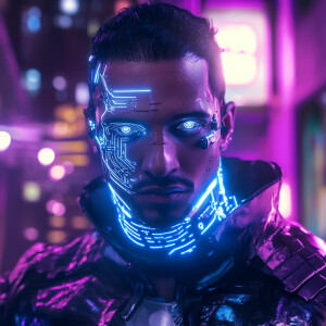 "A cinematic medium shot over-the-shoulder of a male character w...