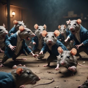 rat fight. anthropomorphic rats at a gang fight. Crimecore, hor...
