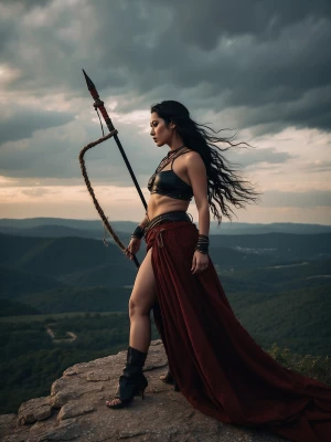 Create an image of the goddess Trivia, powerful and sacred, feat...