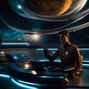 Embark on a cosmic midjourney through the vast expanse of space,...