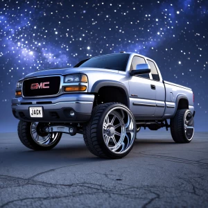 an intricately designed and ornamental  silver  2002 GMC extende...