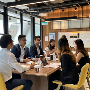 Employees are participating in a corporate training session.