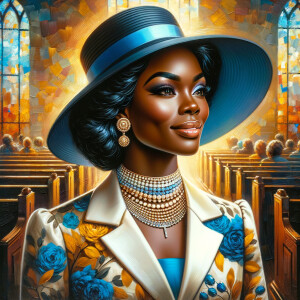 A spiritually enriching illustration portrays an African America...