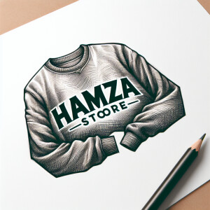 Create a realistic logo with the text "HAMZA STORE" and a pictur...