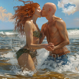 A photorealistic high resolution image. Light ginger haired fema...
