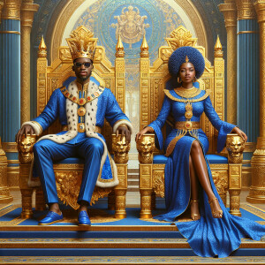 Create a 3-D realistic oil, painting of a African-American Royal...