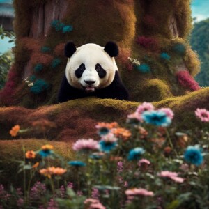 Panda bear with googly eyes